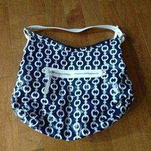 Shiraleah Handbag Blue & White with Links Design